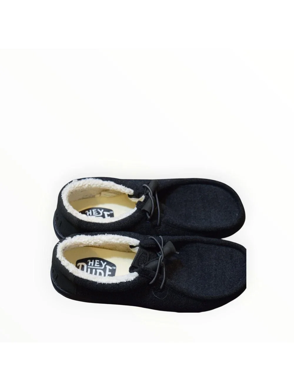 Hey Dude Wally Warmth Men's 9 Black Fleece Lined Slip On Casual Shoes